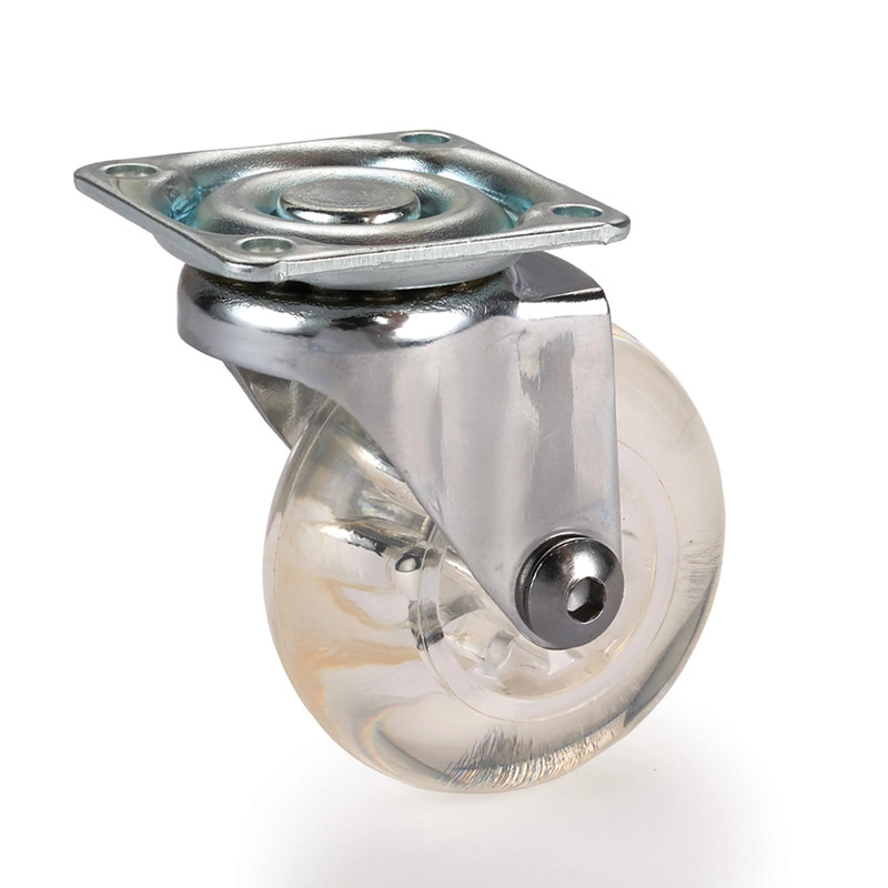 2" Skate Wheel Caster Non-Locking with Rounded Translucent Wheel